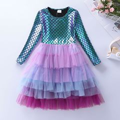 Girl Princess Dress Autumn Birthday Party Ballet Short Skirt Children Long Sleeve Dress Christmas Costume LH1688