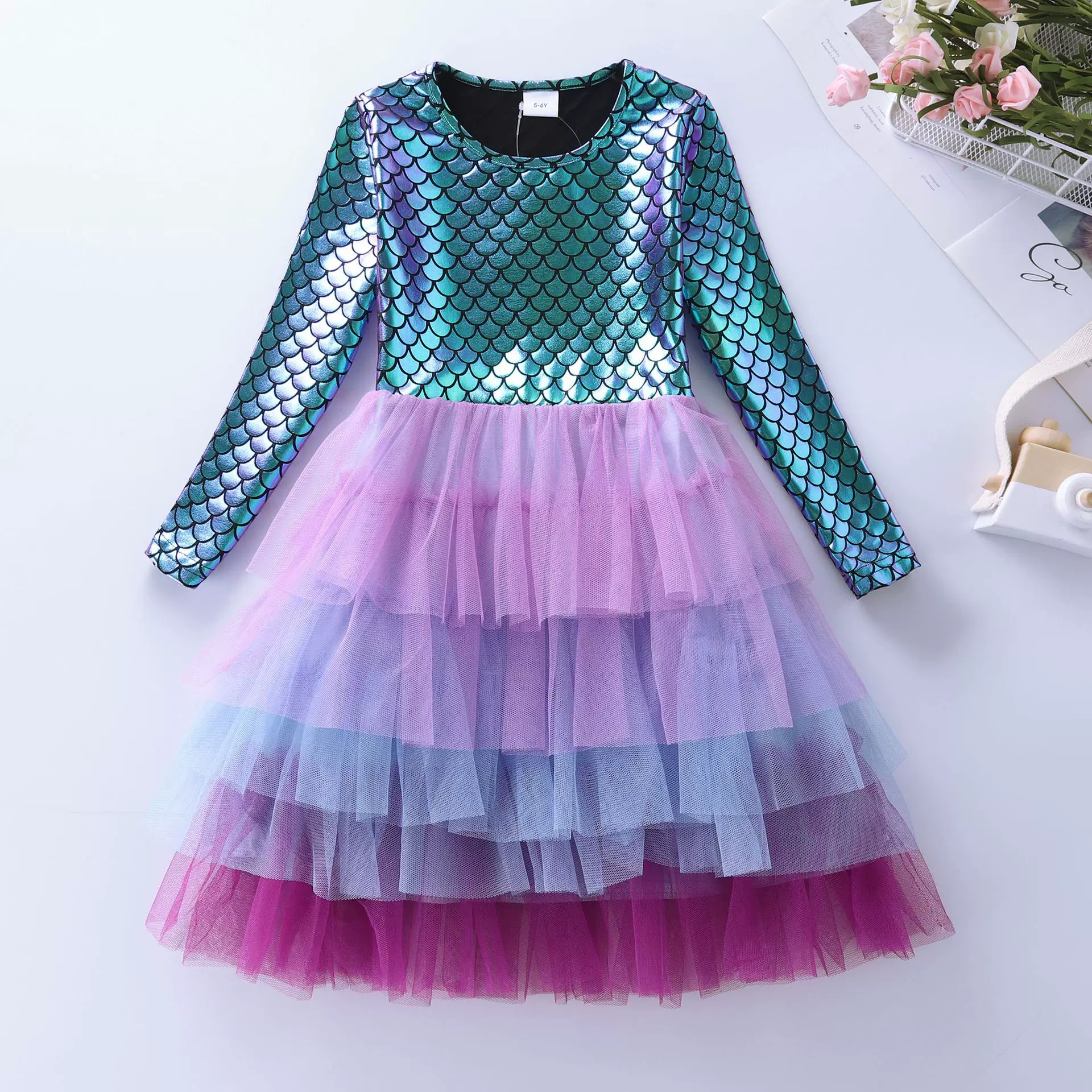 女孩公主裙秋季生日派对芭蕾舞短裙儿童长袖礼服圣诞服装LH1688