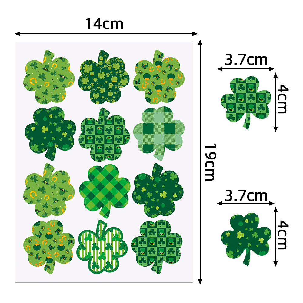 Nuevo st. día de patrick decoración del partido pegatinas irlandés festival sobre decoración trébol pegatinas