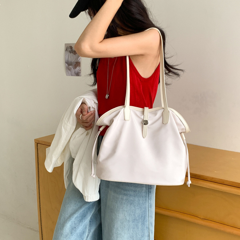 2025新款韩系风休闲尼龙托特包小众拼接大容量洋气女士时尚腋下包|undefined
