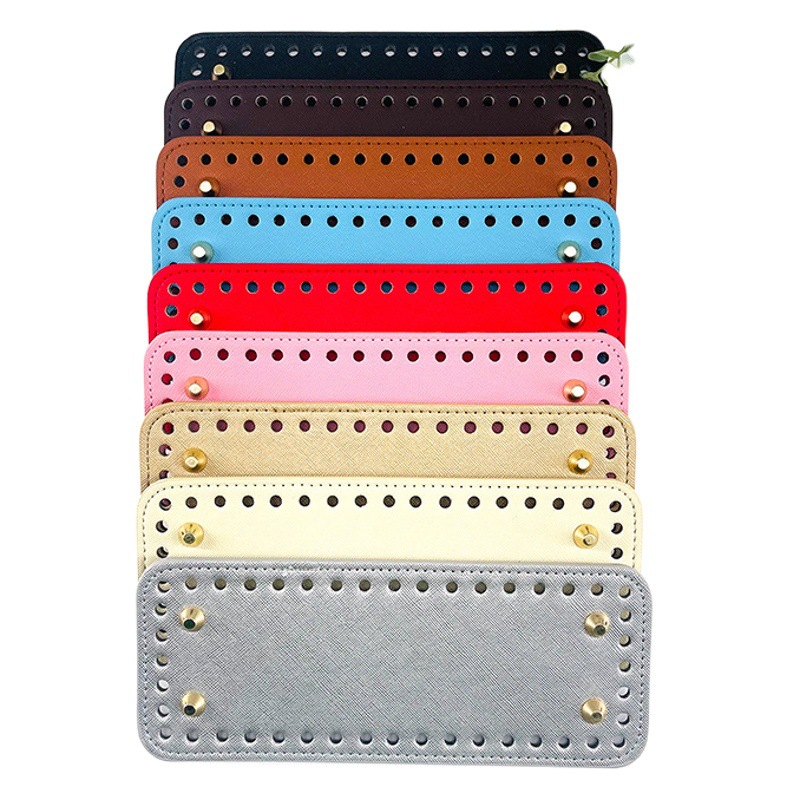 Hao Meng hardware wholesale diy hand woven bag accessories pu cross pattern 20*8CM cm rectangular bag bottom