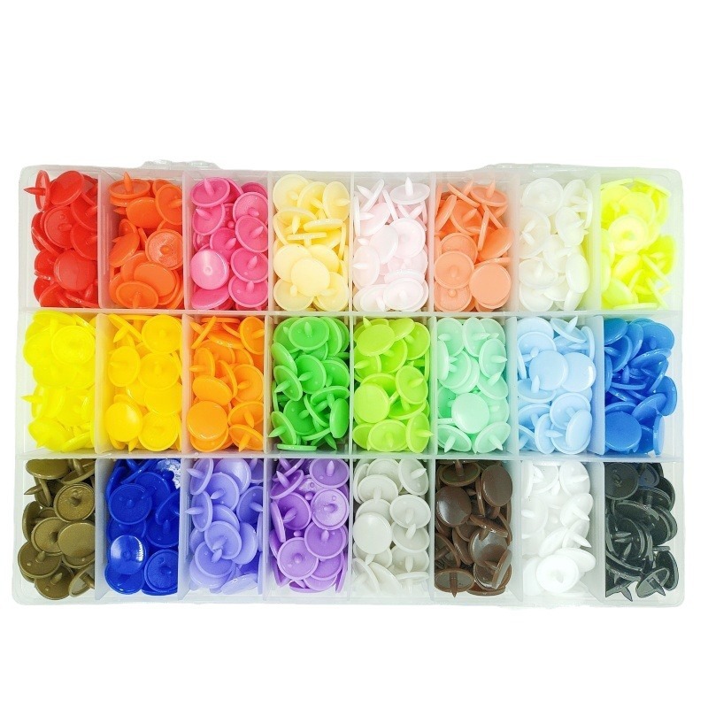 Botón de color T5 resina de cuatro cierre conjunto + abrazadera de mano botón de plástico botón de clavos sin costura botón de resina para niños