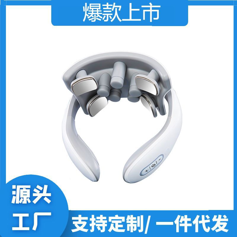 跨境USB充电颈椎按摩仪 颈椎按摩器震动高端家用脉冲加热颈部护颈