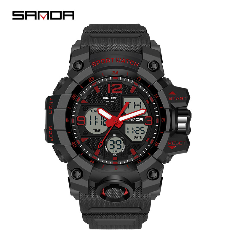 Sanda nuevo 6030 moda hombres estudiante juventud reloj electrónico impermeable multifuncional reloj al por mayor