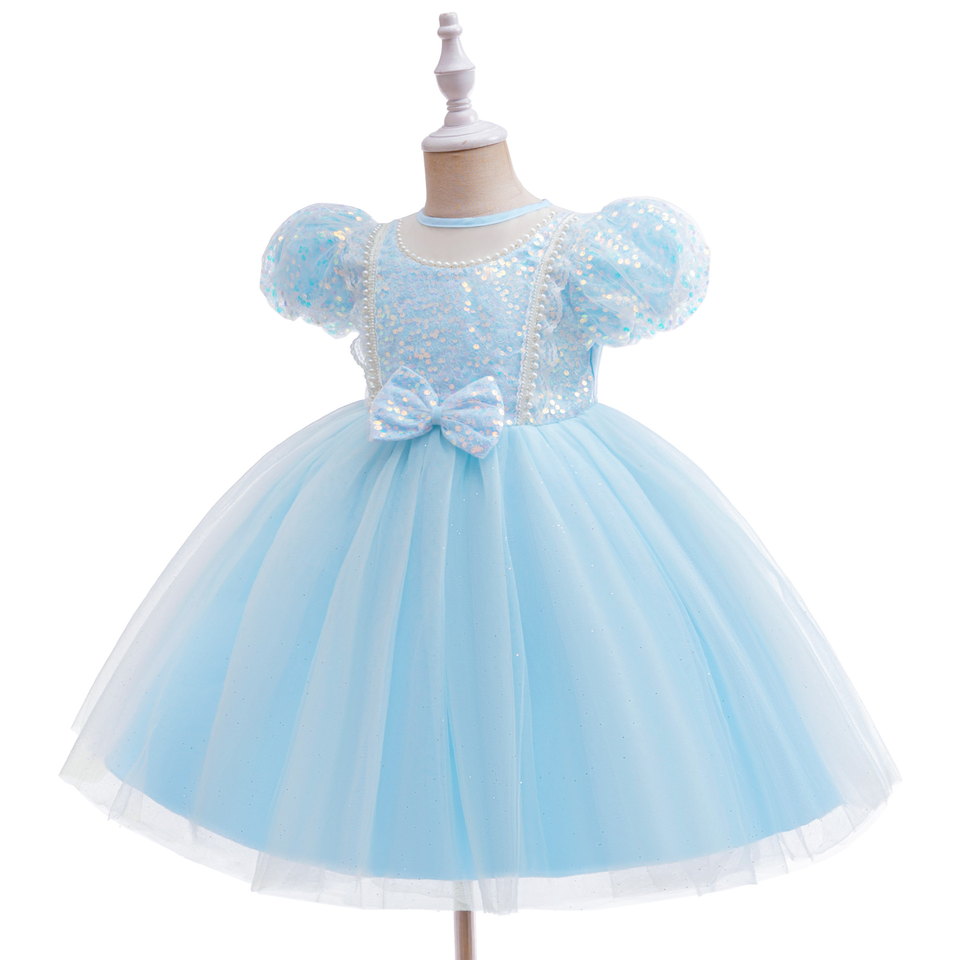 Cross-border nuevo hielo y nieve princesa Elsa vestido de la princesa burbuja mangas esquinillas vestido de malla princesa cos ropa de actuación