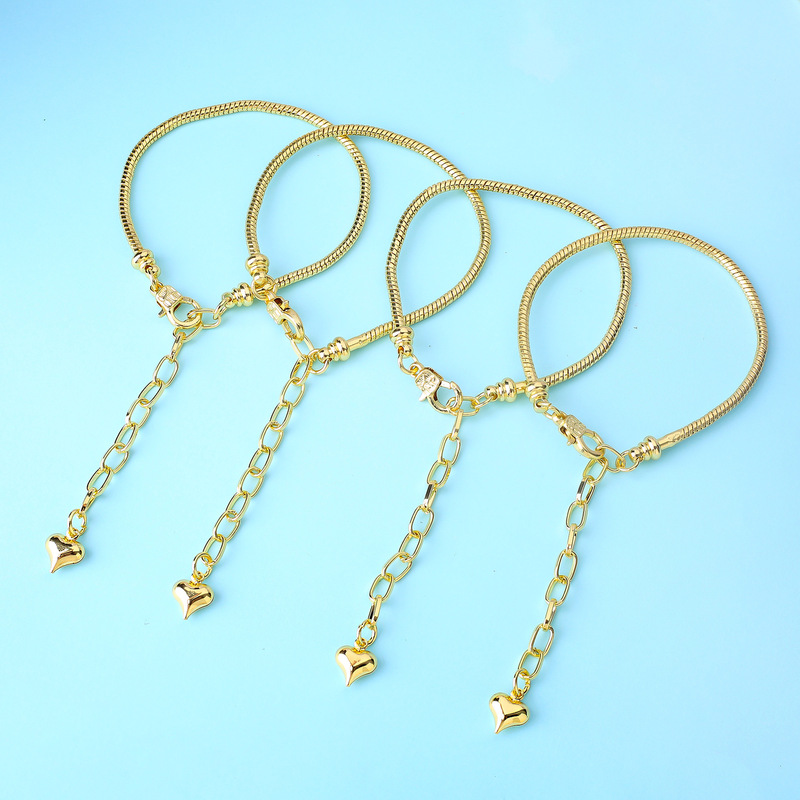 Popular Snake Bone Bracelet Basic Jewelry Copper Plated with 18K Gold Color-Preserving DIY Large Hole Pendant Screw Detachable Heart-Shaped Wholesale Popular Snake Bone Bracelet Basic Jewelry Copper Plated with 18K Gold Color-Preserving DIY Large Hole Pendant Screw Detachable Heart-Shaped Wholesale