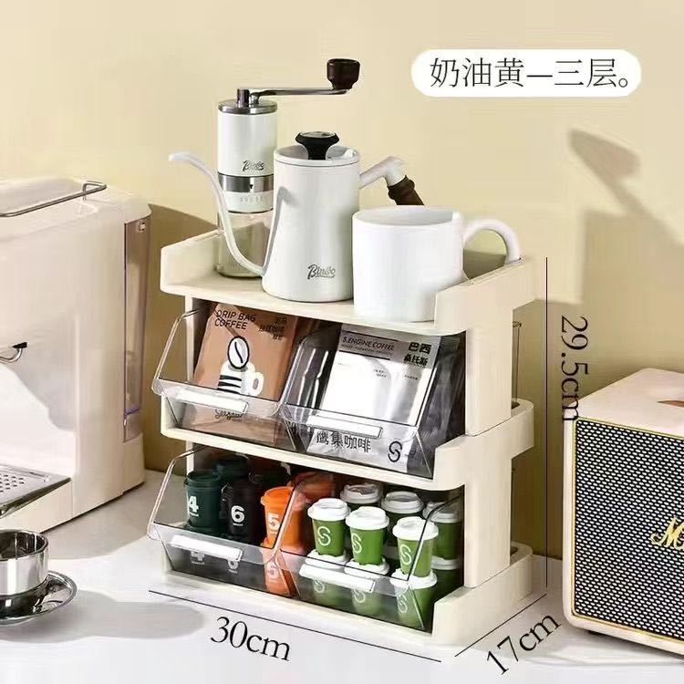茶包咖啡零食置物架台面多功能杂物多层办公室桌面整理收纳储物架|undefined
