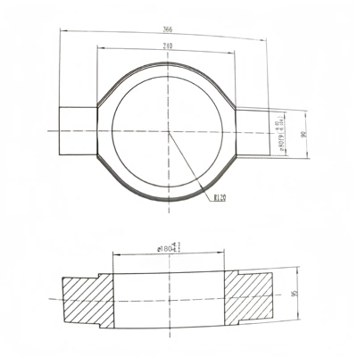 Power take-off: cast steel blank, welded - 160mm-bore-rotary-pin-finished-product-forged-part