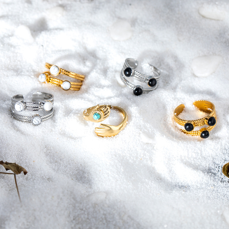 Fashion Oval Heart Shape Stainless Steel Plating Inlay Zircon Open Ring 1 Piece