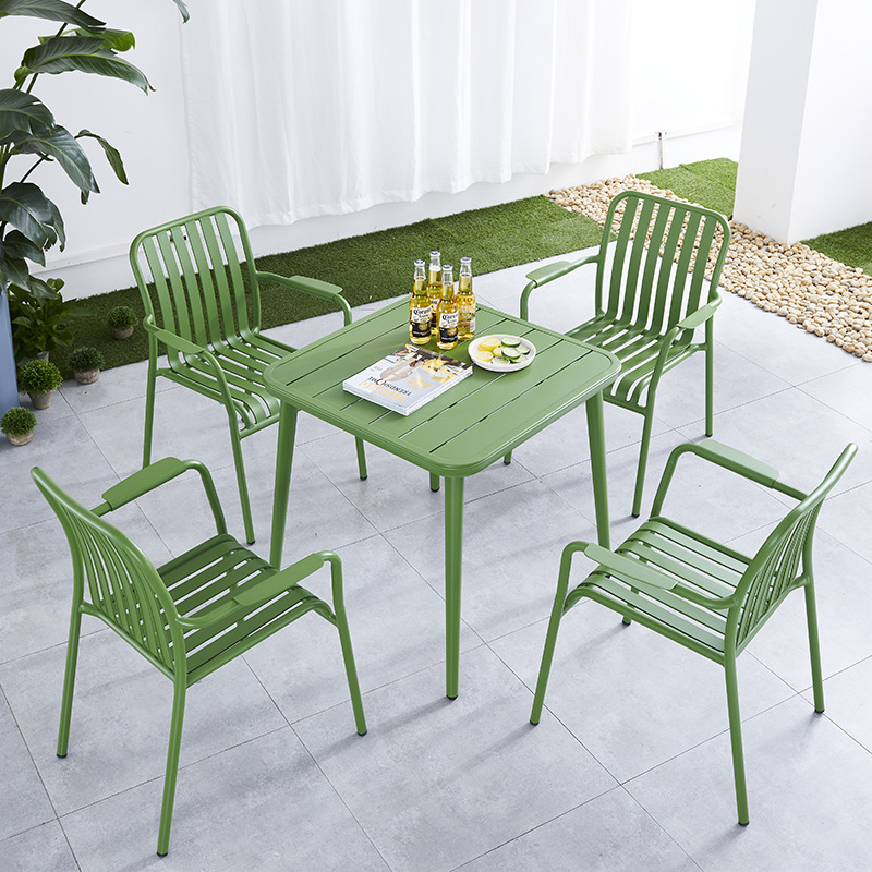 Mesa y silla al aire libre patio terraza al aire libre terraza villa jardín impermeable protección solar aleación de aluminio set mesa de té silla