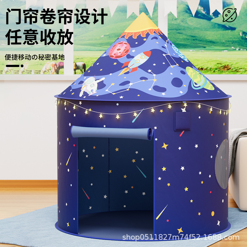 Mayorista tiendas de niños cohetes castillo casa de juegos mochila juegos de interior azul estrella tienda