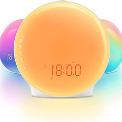 爆金模擬日の出覚醒灯LED幻彩日没伴睡眠灯帯時間目覚まし時計七彩ベッドサイド小夜灯