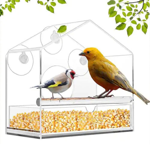 Acrylic bird cage cross-border Amazon bird feeder bird feeder pet supplies transparent wall-mounted bird cage
