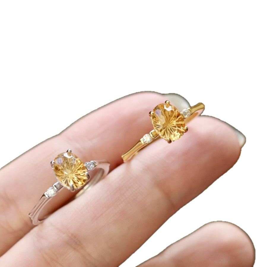 Anello donna in cristallo giallo naturale e argento sterling 925_voghion.com