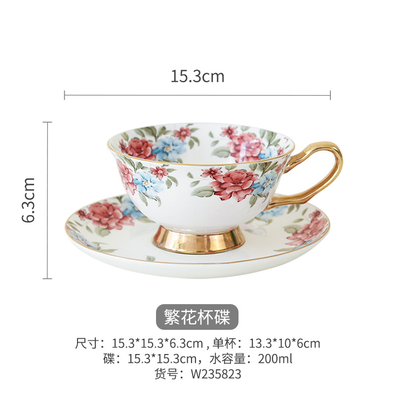 Taza de café de porcelana dorada de estilo de lujo ligero Taza de té de la tarde francesa Taza de té de alto valor Taza de desayuno de alta calidad para niñas