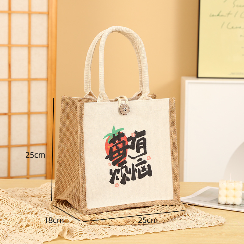 Nuevo bolso de lino estudiante caja de almuerzo ropa de protección del medio ambiente compras bolso ojo bolsa de lino bolso de lona