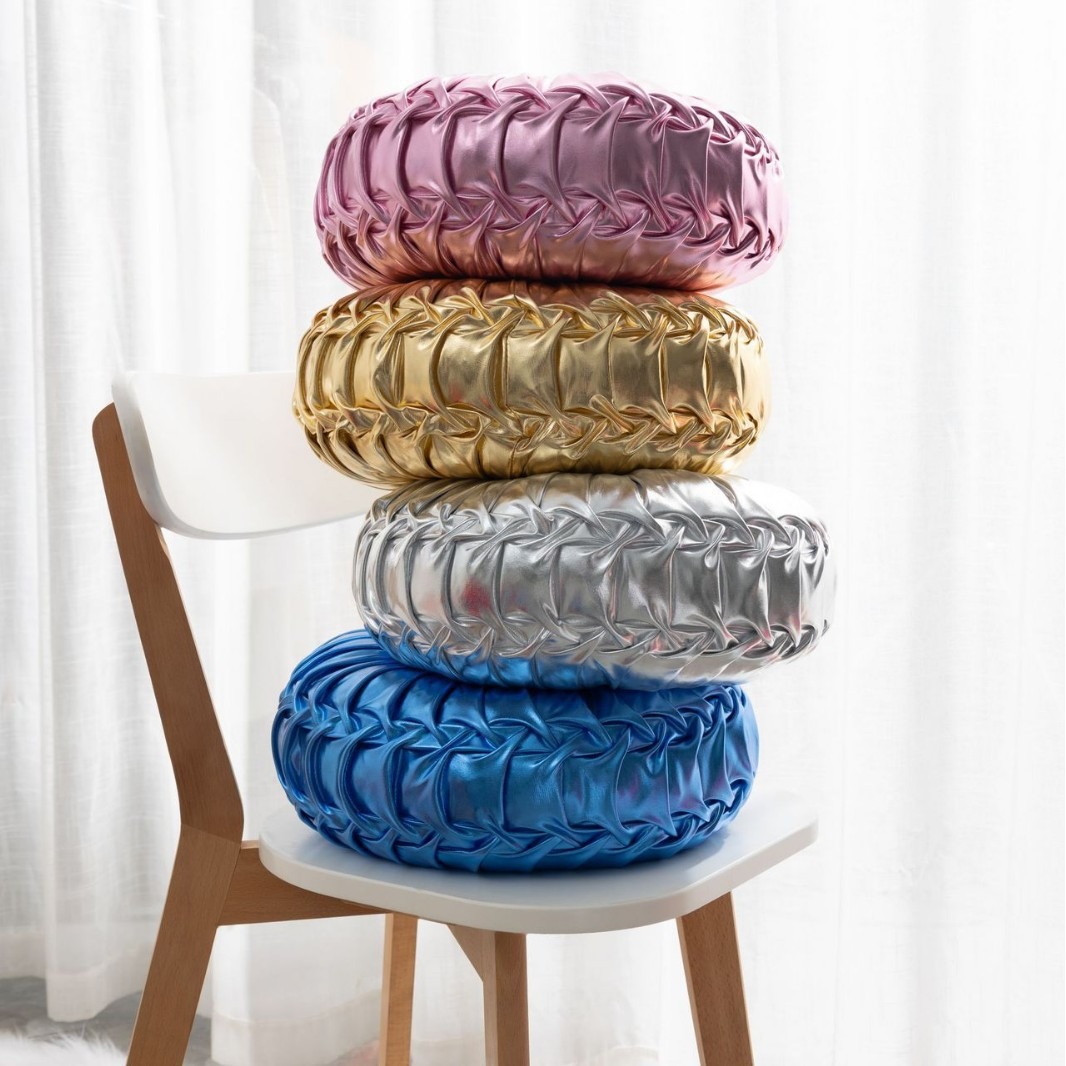 Round Nordic Ins Style Sequin Wheel Pillow Cross-border Sofa Cushion Bay Window Futon Cushion Pumpkin Cushion