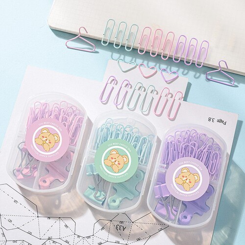 Cross-border direct supply of macaron color creative thumbtack binding combination paper clip ticket holder stapler student stationery set