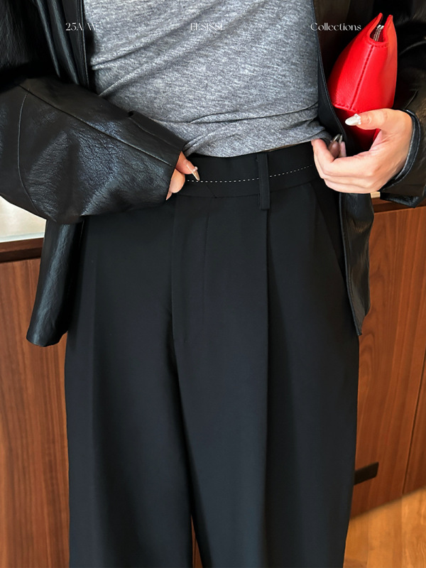 ELSISSI2025初秋新款简约高级感宽松显瘦裤子女阔腿裤薄款小个子|undefined