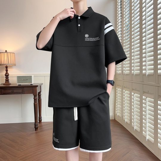 2025 Summer New Casual Sports Two-piece suit Ice Silk Thin Loose Home Light Luxury Business Wear for Men