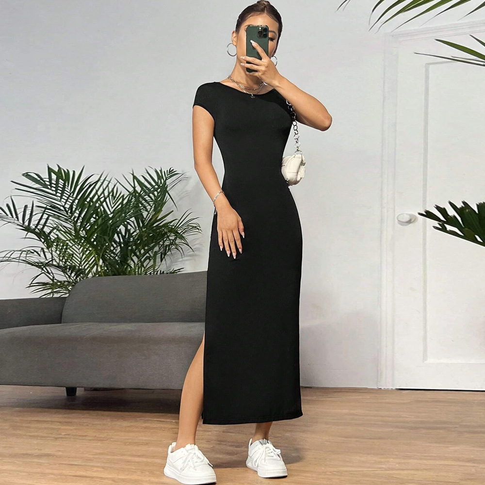 elegant knitted summer dress with sleeves sleevless
