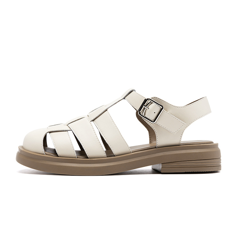 Sandalias Tejidas Estilo Romano Augu Shiden para Mujer, Verano 2026, Color Sólido, Casuales, para Playa
