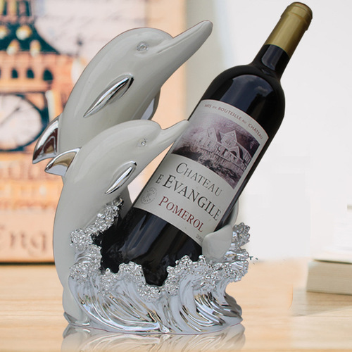 Creative European-style dolphin red wine rack ornament living room dining room wine cabinet decoration high-end housewarming home decoration