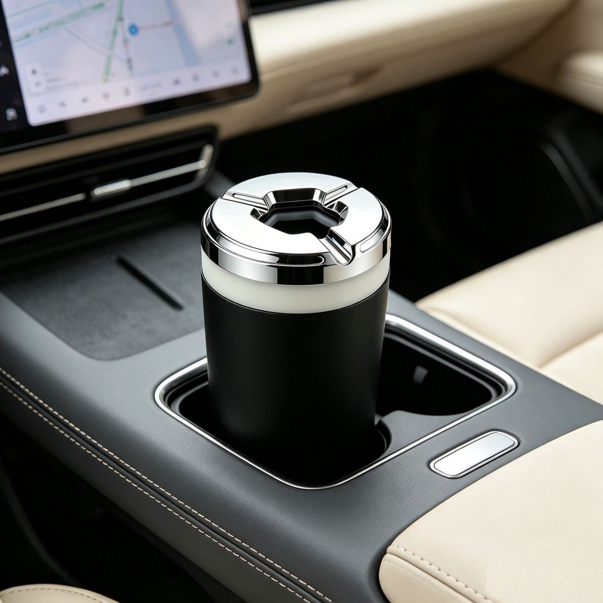 New rotating lid car ashtray with cover, high-end universal sealed design for living room, bedroom, and car to prevent ash scattering