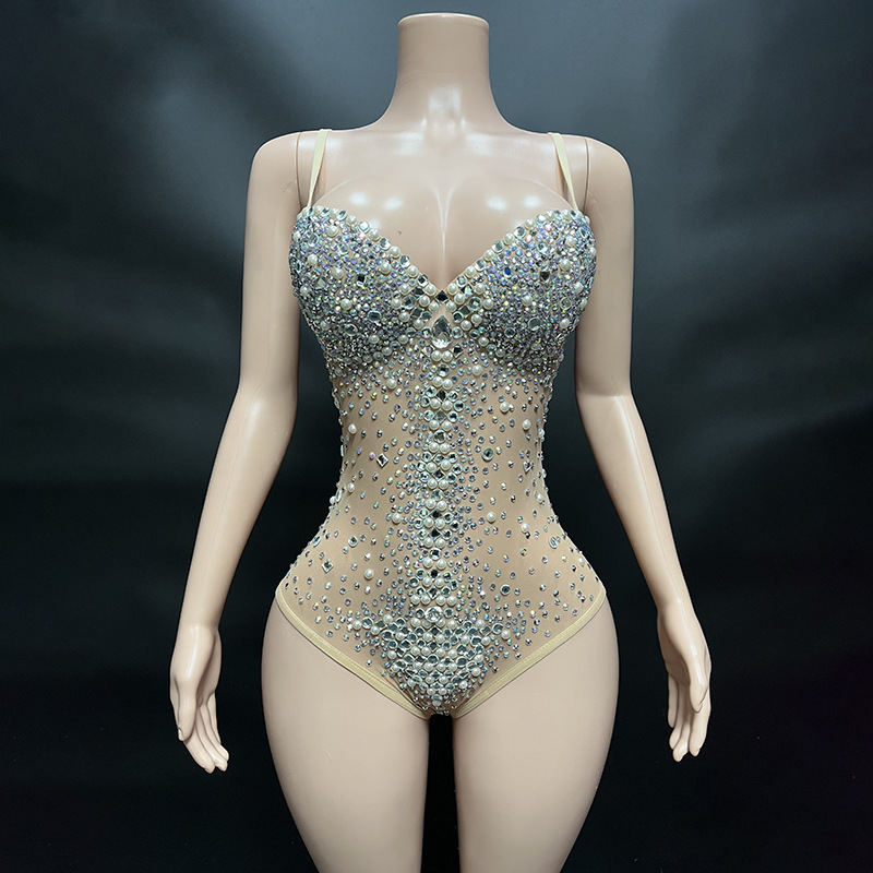2024 canción femenina djds sexy y lujosa chaqueta con capucha de horquilla alta de una pieza de diamantes completos con traje de escenario exterior