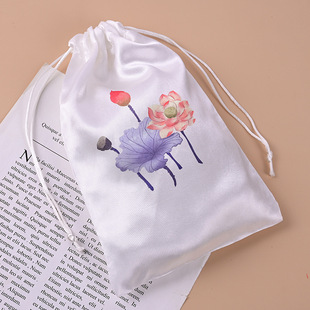 Drawstring bag satin beveled mouth gift bag jewelry storage bag imitation satin beveled pocket factory wholesale printed logo