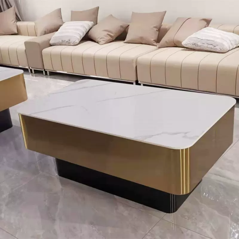 KTV酒吧不锈钢卡座发光茶几酒店会所大理石钢化玻璃轻奢桌子