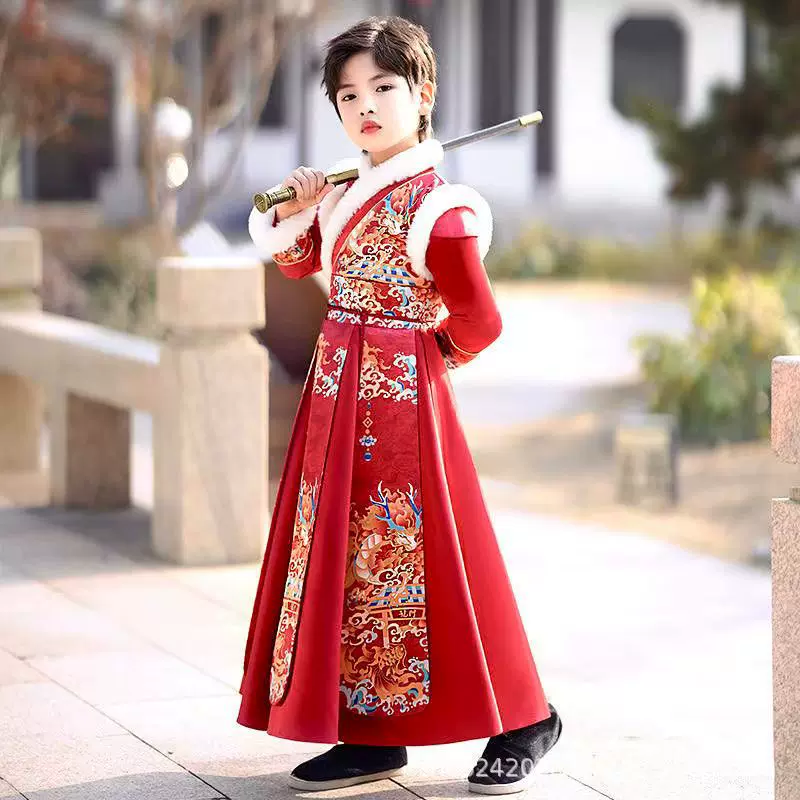 2025年新款拜年服男童汉服冬季男孩过年服冬款龙门唐装国风