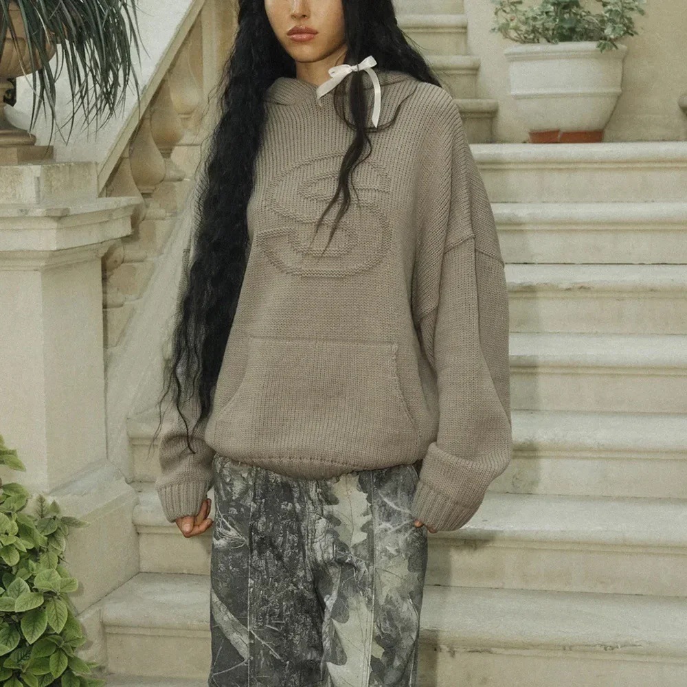 Women's Clothing Retro Trendy Knitted Sweater, Unisex, Versatile, Loose Fit, Popular Pullovers_ecoleips.com