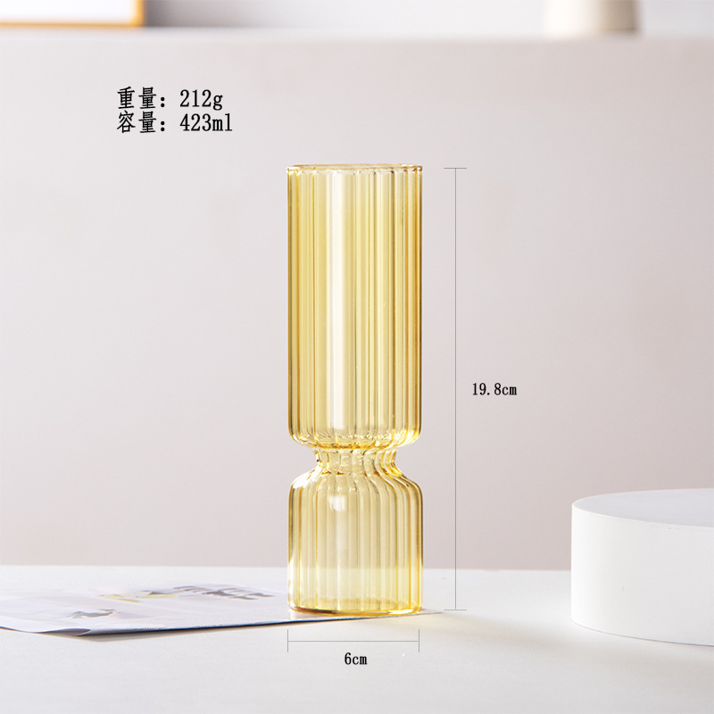 Florero de vidrio transparente florero hidropónico a rayas flor fresca flor seca decoración de la Mesa decoración del florero