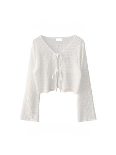 Gentle Style Thin Knitted Cardigan for Women Summer New Loose Outer Lace-Up Cardigan Jacket