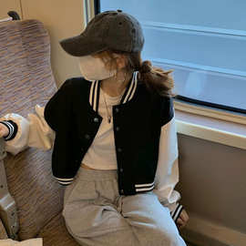 五笔蟹秋冬季短款棒球服长袖排扣外套女装新款小个子美式高街ins