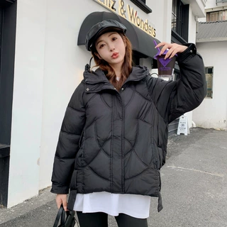 韩版宽松面包服女2025冬季新款短款休闲连帽大码棉衣棉服棉袄外套