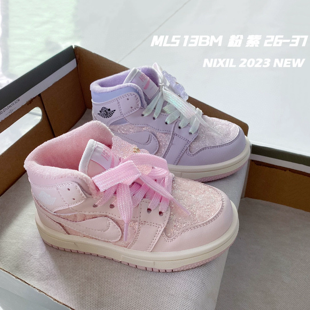 Air jordan, зимние флисовые блестящие кроссовки, кулон, детские спортивные туфли, 2023, с маленькими медведями