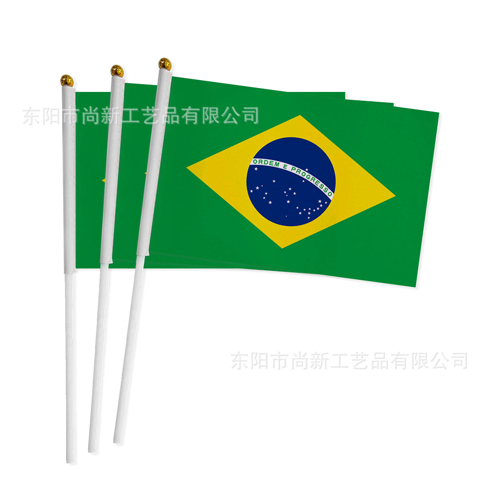20 × 28cm Bandera del mundo con bandera de mano con barra de bandera de poliéster impresa en pantalla