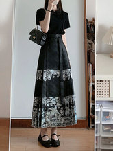新中式國風女裝明制改良漢服成人黑色馬面裙套裝半身裙2023新款夏