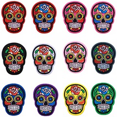 Jianxing Computer Embroidered Patch Cute Rose Skull Head Clothing Accessory Fabric Decorative Buttonhole Stitching Fabric Patch