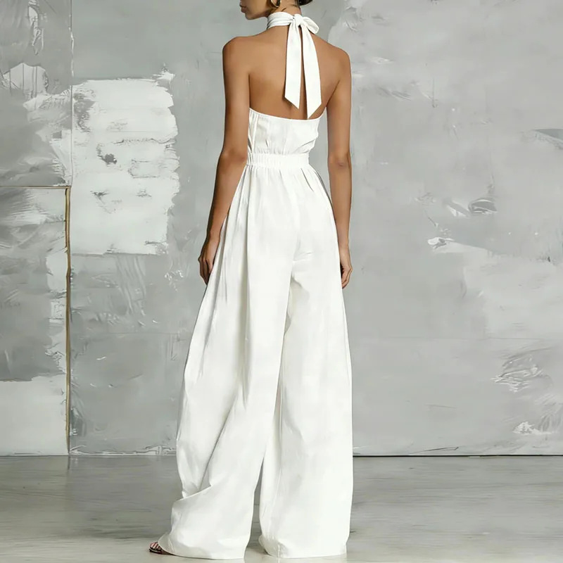 2026 primavera nuevo comercio exterior transfronterizo Europa y los Estados Unidos ropa de mujer de color sólido cuello colgante cintura descubierto pantalon de moda image 5