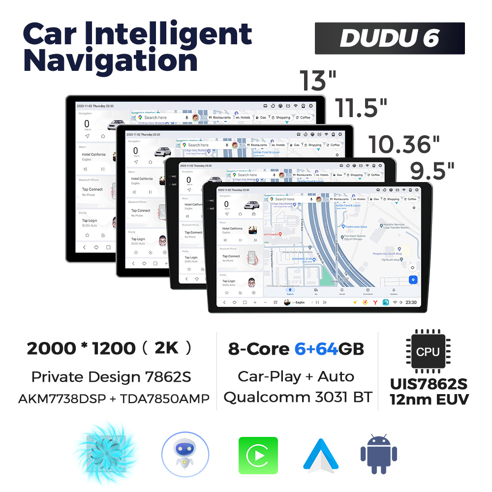 Mekede - Dispositivo de Navegación Inteligente para Automóvil con Pantalla Grande y Control Central Android, Modelo Privado DUDU AUTO, Dispositivo para el Interior del Automóvil