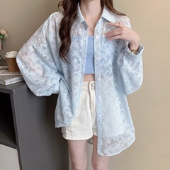 日焼け止めシャツ女性2025新型ゆるい減齢デザイン感カジュアル洋風大サイズ通気性薄い長袖コート