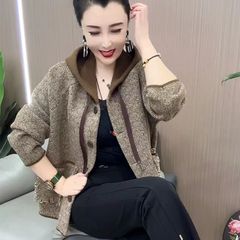 妈妈装双面绒短款外套女秋冬季中老年宽松洋气加厚毛呢外套上衣女
