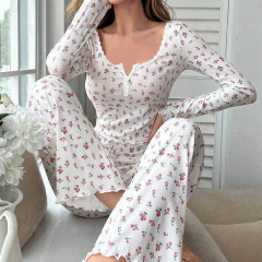 2025外贸出口跨境欧美俄新款睡衣女套装女式女款透气印花家居服