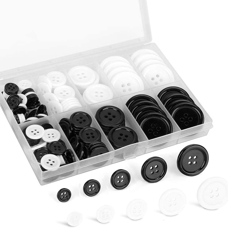 160PCS resin sewing button flat seam buckle black white suit button round 4 eyes sewing button suit