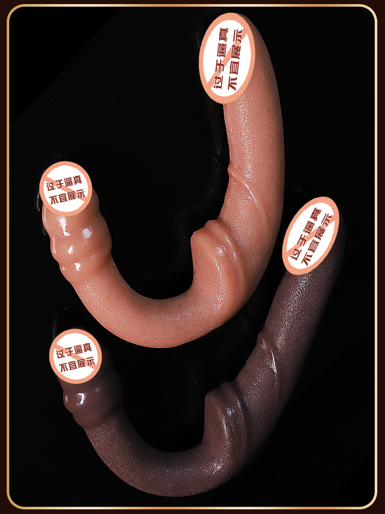 Special-Shaped Double-Headed Silicone Dildo in Flesh Tone for Adult Use — detail image 27