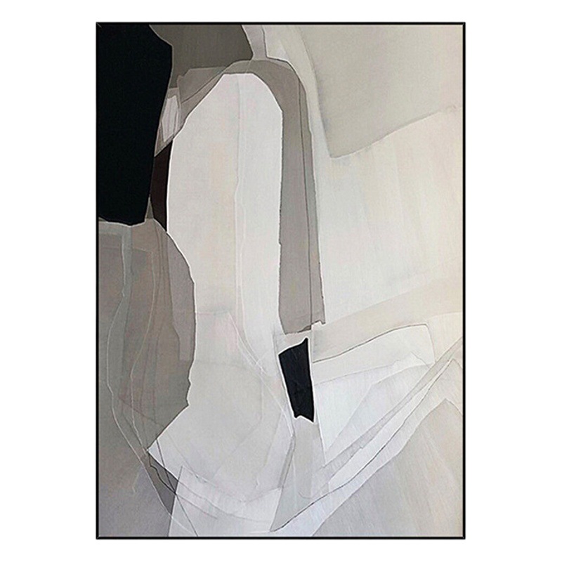 白黒芸術抽象玄関画入戸正対ドア大幅ソファ背景壁着地掛け絵リビング装飾画