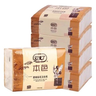 Factory straight hair double lamp natural embossed toilet paper toilet paper 200 sheets 400 layers 10 packs straw paper household flat paper